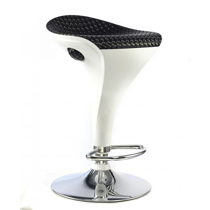 Welford Chrome Bar Stool In White And Black With Textilene Seat - Click Image to Close